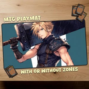 Cloud Ex-Soldier Magic The Gathering Playmat MTG Playmat With Zones MTG Playmat Personalisierte Matte für Sammelkartenspiele