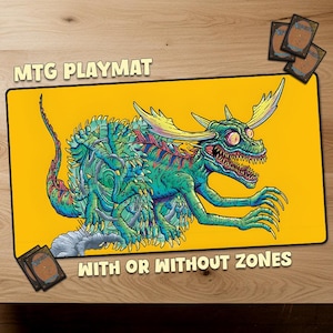Aetherdrift Agonasaur Rex Magic The Gathering Spielmatte MTG Spielmatte With Zones Spielmatte TKG Personalisierte Matte Sammelkartenspiele offizielle Größe
