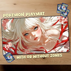 Anime Girl Waifu Pokémon Playmat Pokemon Playmat con zone Pokémon Gift Play Mat TCG Tappetino personalizzato per giochi di carte collezionabili Dimensioni ufficiali