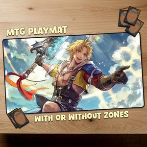 Tidus, Yuna's Guardian Tapis de jeu Magic The Gathering Tapis de jeu MTG avec zones Tapis de jeu MTG personnalisé pour jeux de cartes à collectionner Taille officielle