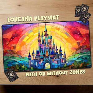 Disney Castle Lorcana Playmat TCG Playmat With Zones Disney Lorcana Gift Play Mat TCG Personalized Mat for Trading Card Games Official Size