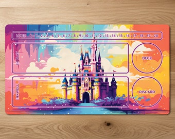 Castle Lorcana Playmat TCG Playmat Trading Card Game Gaming Mat With Zones Disney Lorcana TCG Playmat Kids Gift Play mat Zoned Board Game