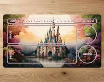 Castle Lorcana Playmat TCG Playmat Trading Card Game Gaming Mat With Zones Disney Lorcana TCG Playmat Kids Gift Play mat Zoned Board Game