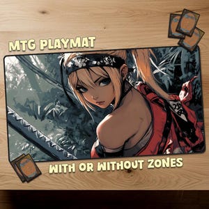 Anime Mädchen Waifu Magic The Gathering Spielmatte MTG Spielmatte mit Bereiche MTG Geschenk Spielmatte TKG personalisierte Matte Sammelkartenspiele offizielle Größe
