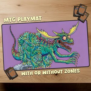Aetherdrift Agonasaur Rex Magic The Gathering Spielmatte MTG Spielmatte With Zones Spielmatte TKG Personalisierte Matte Sammelkartenspiele offizielle Größe