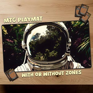 Tapis de jeu Magic The Gathering, astronaute de l'espace, tapis de jeu MTG avec zones, cadeau MTG, tapis de jeu personnalisé TCG, taille officielle des jeux de cartes à collectionner