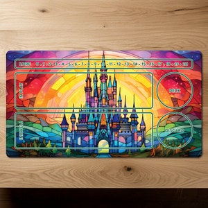 Castle Lorcana Playmat TCG Playmat Trading Card Game Gaming Mat With Zones Disney Lorcana TCG Playmat Kids Gift Play mat Zoned Board Game