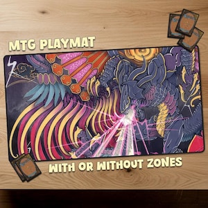 Tapis de jeu Bahamut Final Fantasy Magic The Gathering, tapis de jeu MTG avec zones, tapis de jeu MTG personnalisé pour jeux de cartes à collectionner, taille officielle
