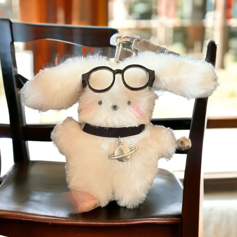 Kawaii Plush Rabbit Keychain Cartoon Glasses Bunny Cute Etsy