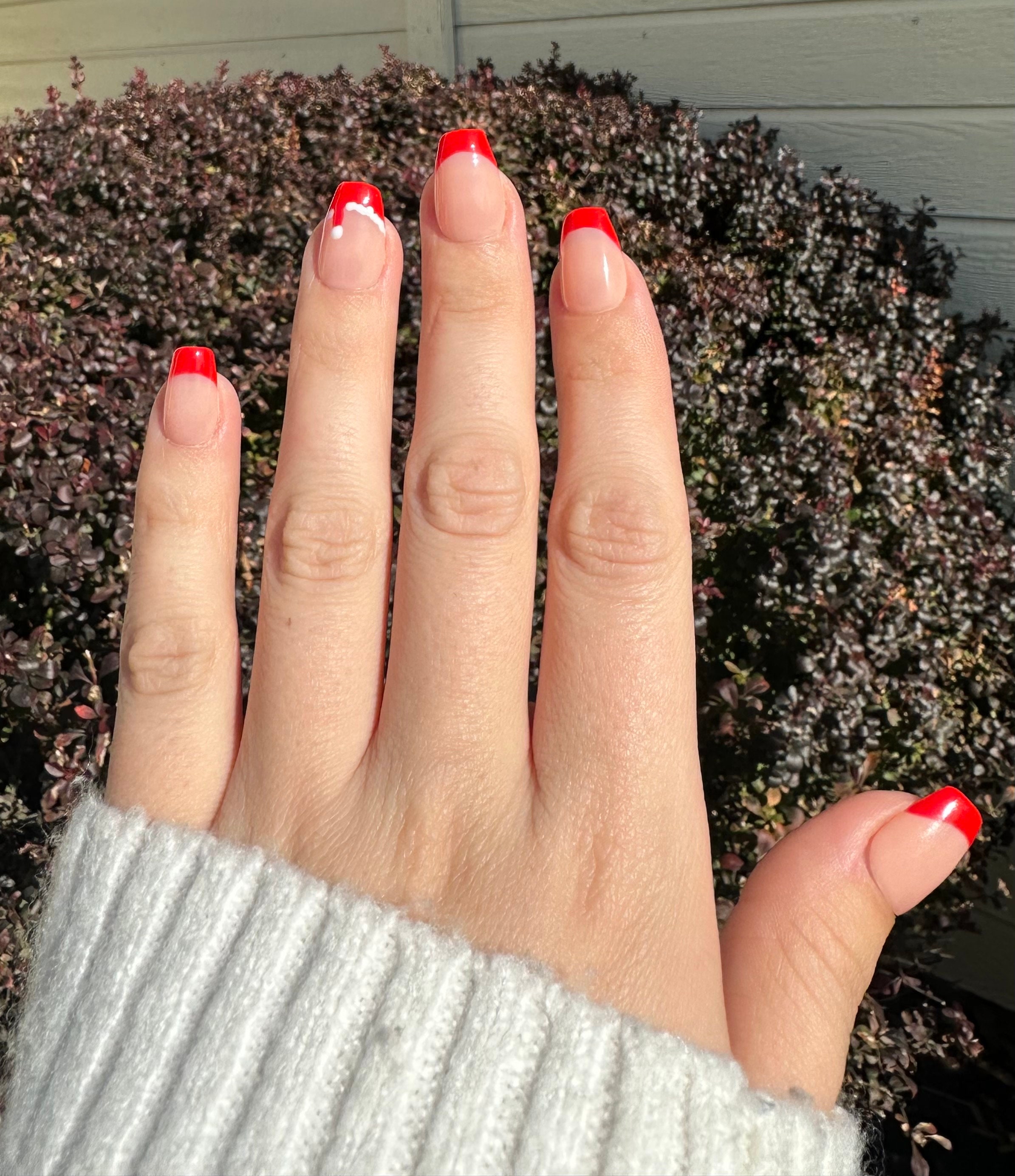 Santa Hat French Tip Press on Nails Christmas Holiday Gel Press Ons