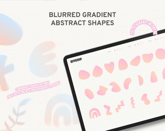 Wazige gradiënt abstracte vormen: ontwerpelementen voor creativiteit, digitale planner-stickers voor GoodNotes, veelzijdige decoratieve stickers Set2