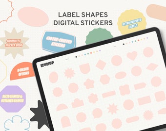 Digitaal etiketvormen stickerboek: veelzijdige ontwerpelementen | Digitale stickers voor GoodNotes | Plannerlabels | iPad-stickers | Stel 01 in