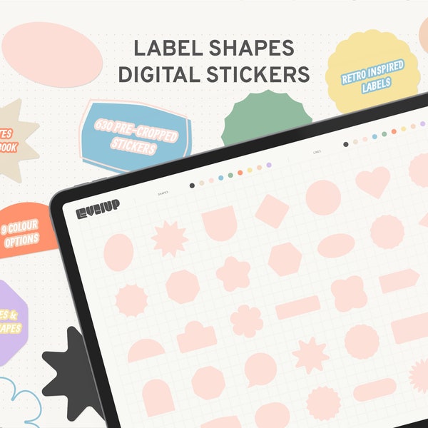 Digital Label Shapes Sticker Book: Versatile Design Elements | Digital Stickers for GoodNotes | Planner Labels | iPad Stickers | Set 01