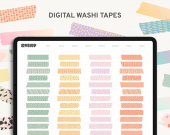 Digitale Washi Tape-stickers, digitale verloopstickers, digitale planner-stickers voor GoodNotes & Notability, minimaal ontwerp, iPad-stickers