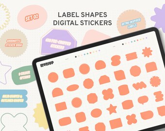 Digitaal etiketvormen stickerboek: veelzijdige ontwerpelementen | Digitale stickers voor GoodNotes | Plannerlabels | iPad-stickers | Stel 02 in