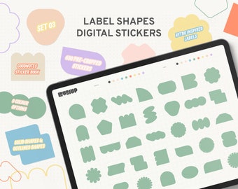Digitaal etiketvormen stickerboek: veelzijdige ontwerpelementen | Digitale stickers voor GoodNotes | Plannerlabels | iPad-stickers | Stel 03 in