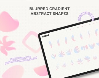 Wazige gradiënt abstracte vormen: ontwerpelementen voor creativiteit, digitale planner-stickers voor GoodNotes, veelzijdige decoratieve stickers Set3