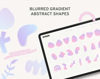 Wazige gradiënt abstracte vormen: ontwerpelementen voor creativiteit, digitale planner-stickers voor GoodNotes, veelzijdige decoratieve stickers set1