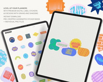 Reislabelstickers | Digitale stickers | Digitale planner-stickers voor GoodNotes & Notability | Verbeterplanner | Uniek | iPad-stickers