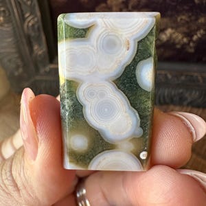 8th Vein Ocean Jasper Cabochon: Rare Orbicular Green Quartz