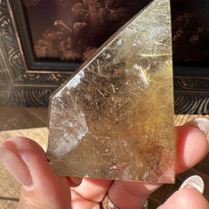 Rutilated smoky quartz Freeform, Golden Rutilated Quartz, rainbow quartz, Smoky quartz filled golden rutile