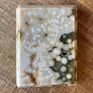 8th Vein Ocean Jasper Cabochon: Rare Orbicular Green Quartz