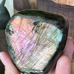 Pink Golden Flash Labradorite: Free Form Sunset Crystal