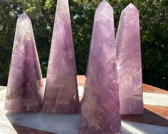 High Grade Brazilian Amethyst Obelisk: Gemmy Purple Crystal Tower