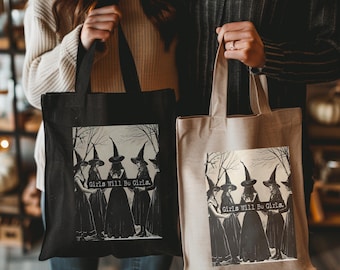 Girls will be Girls Tote Bag, Horror Tote Bag, Halloween Spooky Tote Bag, Halloween Lovers Tote Bag, School Tote Bag, Teacher halloween bag
