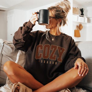 Cozy Season Sweater, Retro Autumn Sweatshirt, Womens Fall T-Shirt, Get Cozy Crewneck, Fall Graphic Shirt, Cozy Vibes Clothing