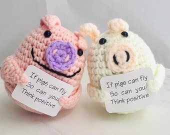 Cadeau Mignon Ados Fille Yizemay Cochon Positive Tricoté - Gadget Porte-Bonheur Avec Carte Motivation - Cadeau Encouragement Cadeau Mignon Ados Fille Yizemay Cochon Positive Tricoté - Gadget Porte-Bonheur Avec Carte Motivation - Cadeau Encouragement