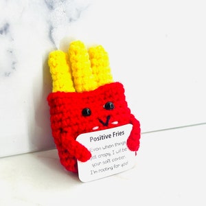 Positive Fries Chips Crochet Plush - Motivational Handmade Gift, party gift, Home Table/ Desk Decor,pocket gift,Encouragement Toy