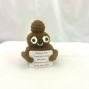 Peluche all'uncinetto con cacca positiva / Amigurumi con cacca incoraggiante e divertente / Decorazione per ufficio eccentrica / Regalo motivazionale