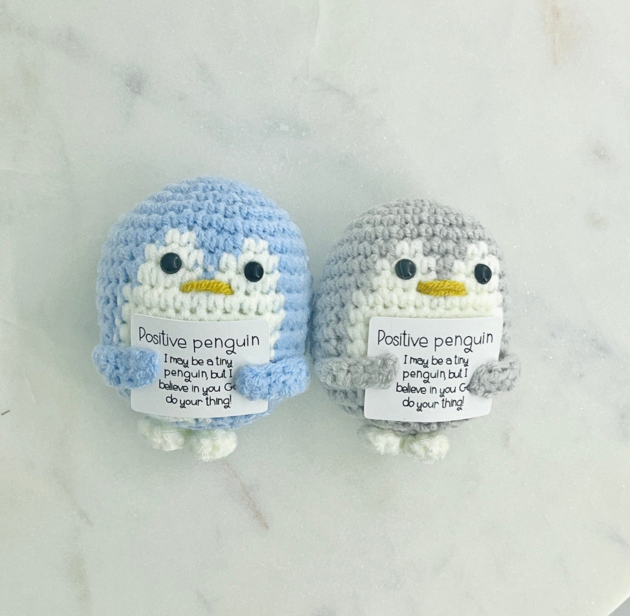 Handmade Pocket Hug Crochet Positive Penguin -Missing you gift, Love gift for her/him, Amigurumi Plush, Motivational Gift, Encouragement Toy