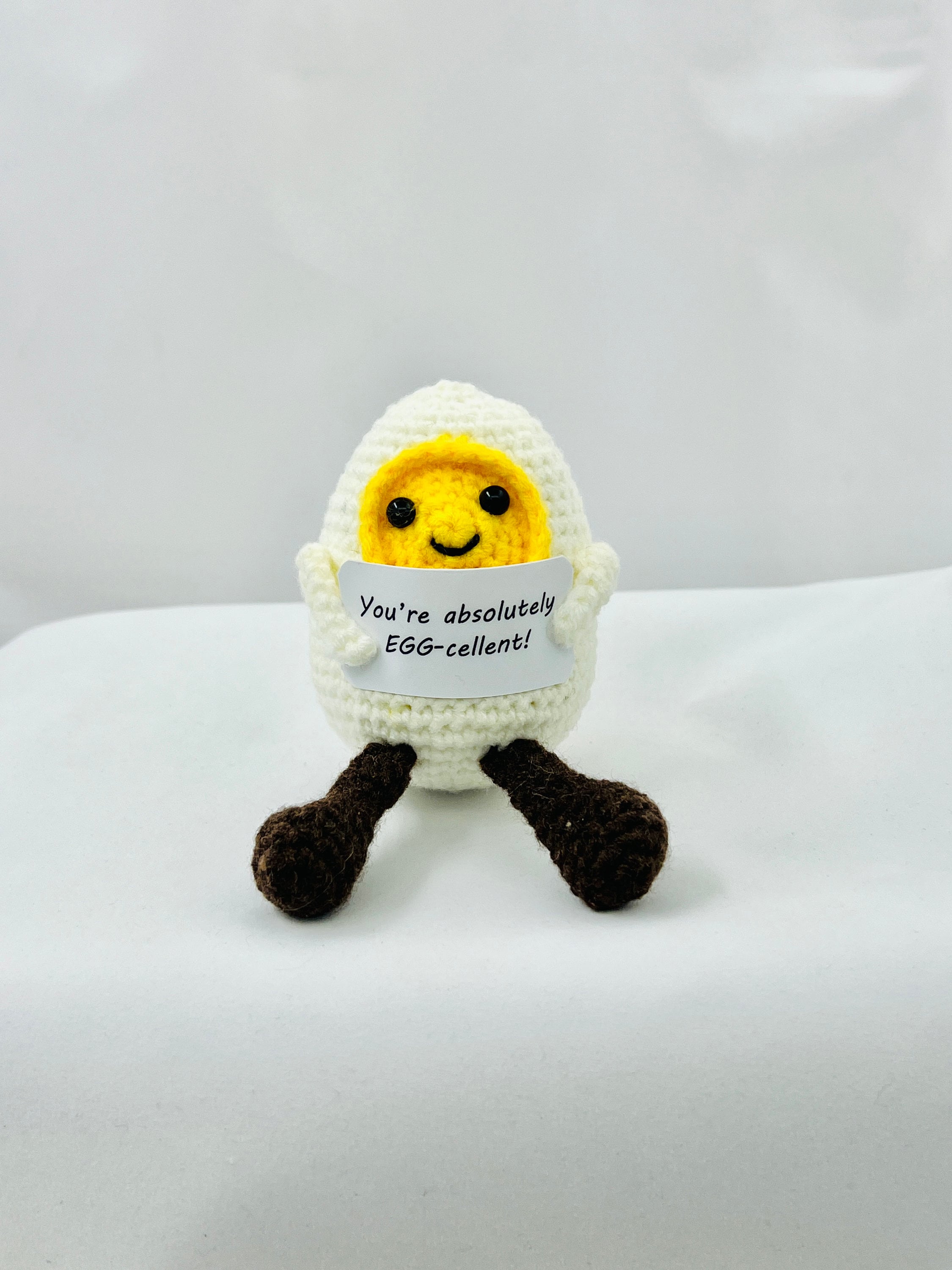 Handmade Crochet Egg Plush –Cute Egg-Motivational Gift,Unique gift,Pocket gift,Caring gift,Home Table/ Desk Decor,funny Toy, Party gift