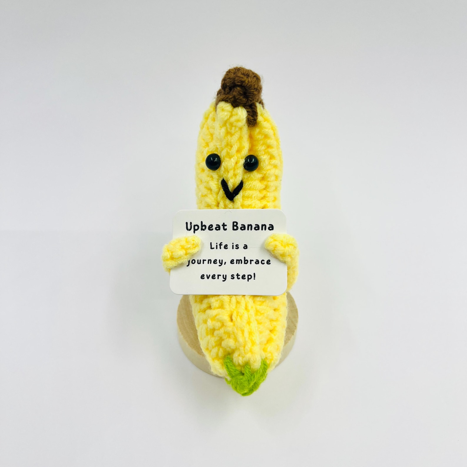 Picture Idea: Handmade Crochet Positive Banana Plush Upbeat Banana Decor Customisable