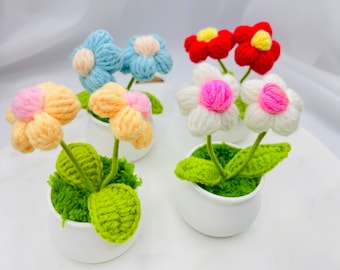 Handmade Crochet Twin Puff flowers,Blossoms, Romantic Gift,Elegant Amigurumi Plush,Unique gift,Caring gift,Home Table/ Desk Decor,presents