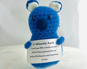 Handmade Crochet Positive Koala, Motivational Gift, Unique gift, Pocket gift, Caring gift, Cute Home Table/ Desk Decor, Encouragement Toy
