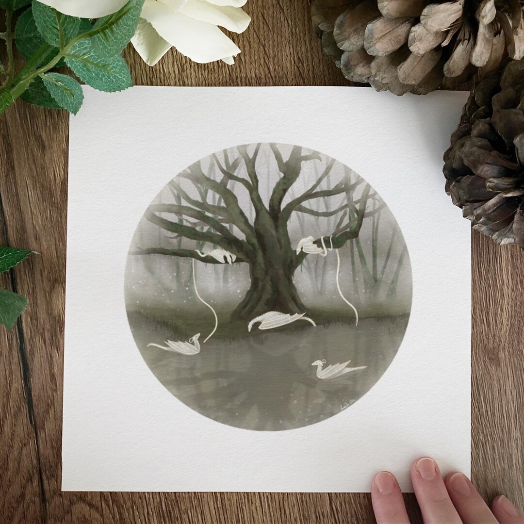 Fantasy Art Print - Whispers. Dragon Art Forest Wild Mythological ...