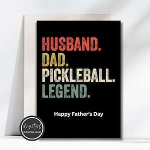 Carte fête des pères pour joueur de pickleball carte pour papa Meilleur joueur de pickleball du monde imprimable pour papa sur carte légende de la fête des pères