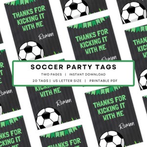 Soccer Thank You Tags | Kids Birthday Party Favor Tags | Printable Soccer Gift Tags | Editable Digital Template | Sports Party Decor