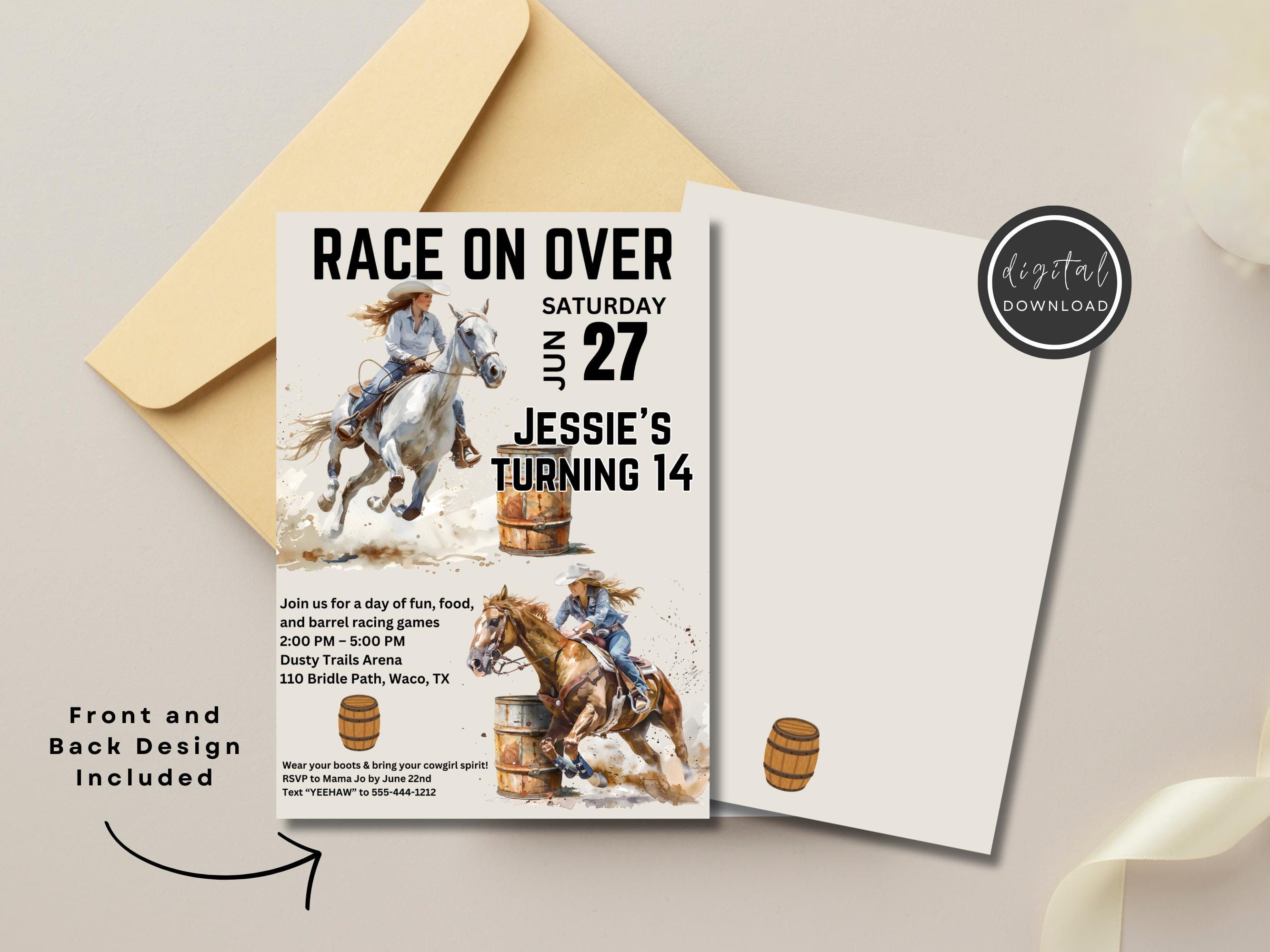 Bull Rider Invitation Cowgirl Birthday Invitation: Rodeo Horse Theme (digital Download, 5x7 ...
