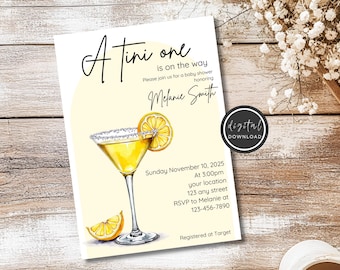 Lemon Drop Martini Baby Shower Invitation (Digital Download)