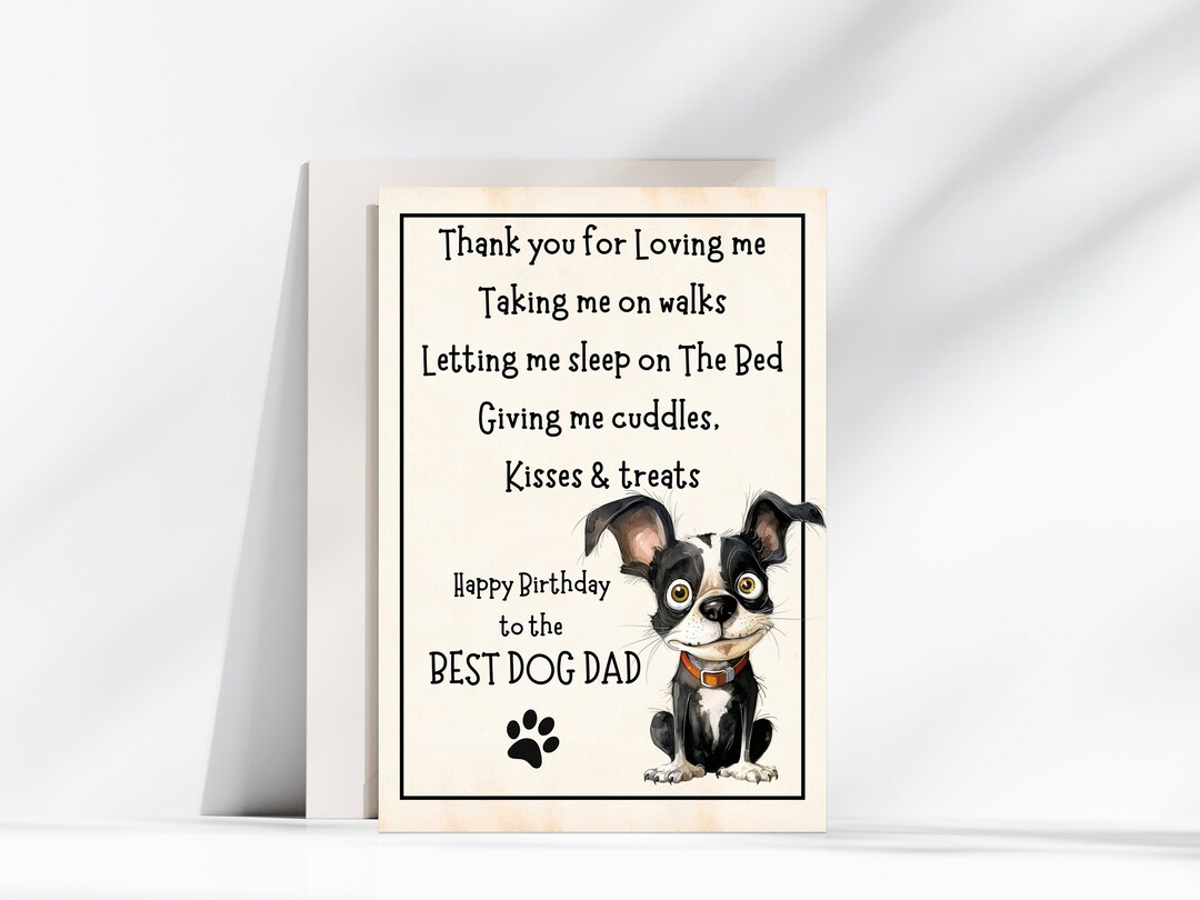 Dog Dad Birthday Card - Funny Birthday Card for Dad Printable Card From ...