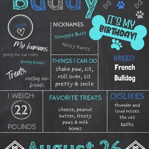 Y_Bong Dog Birthday Chalkboard Sign - Reusable 9x12 Inch Wooden Milestone Board For Pet Photos