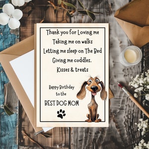 Birthday Card for Dog Mom - Funny Birthday Card - Printable Card from Dog to Mom - Digital Download Card for Dachshund Mom from Dog