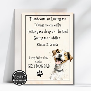 Vaderdagkaart voor hondenvader Grappige vaderdagkaart Afdrukbare kaart van Dog to Dad Digitale downloadkaart voor Vaderdag van Jack Russel