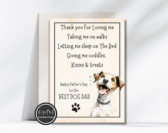 Father's Day Card for Dog Dad Funny Father's Day Card Printable Card from Dog to Dad Digital Download Card for Father's Day from Jack Russel