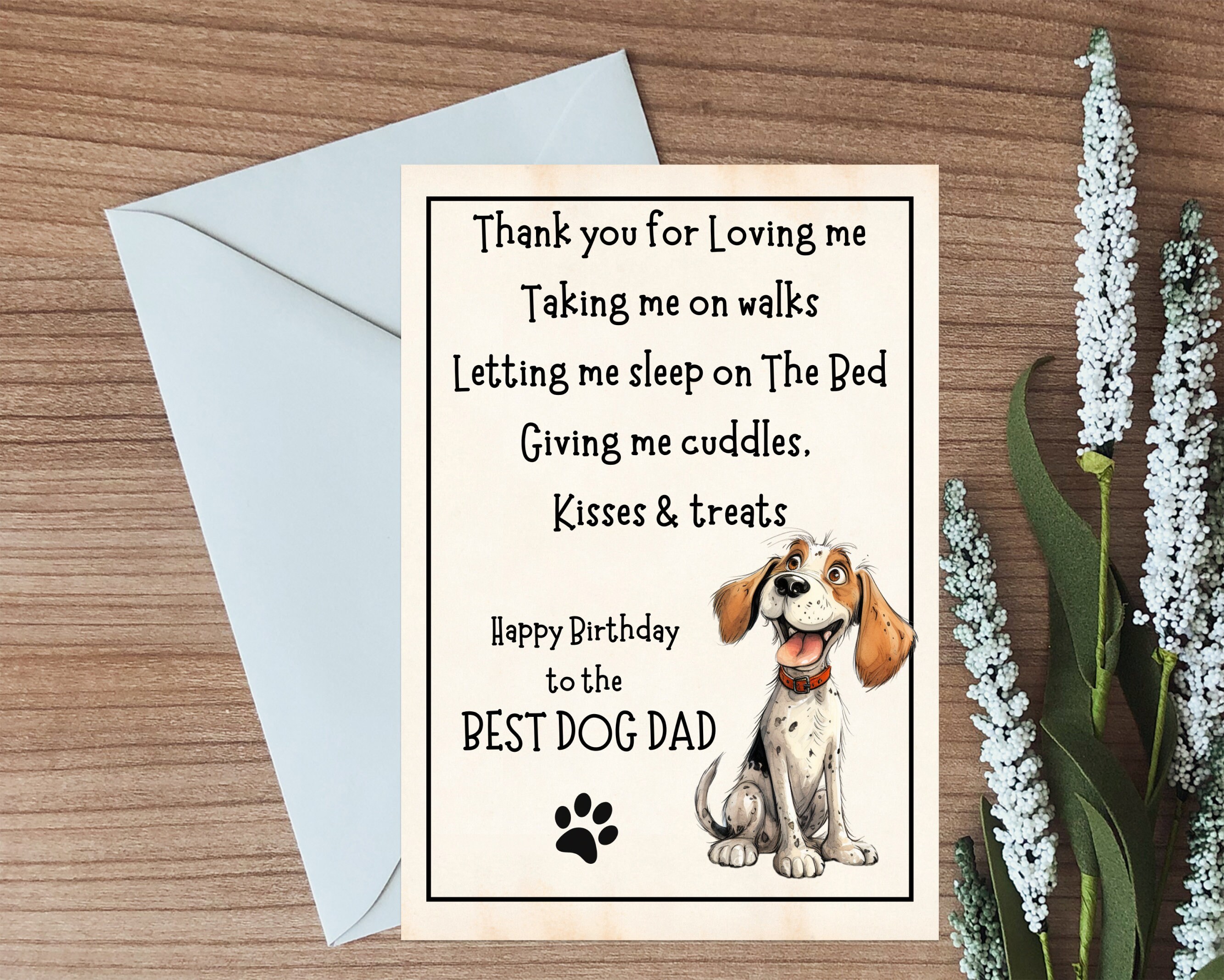 Birthday Card for Dog Dad Funny Birthday Card Printable Card From Dog ...