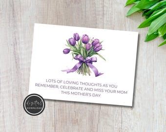 Purple Tulips Sympathy Card for Mom – Mother's Day Condolence (Digital Download)
